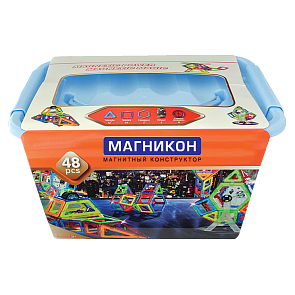 Конструктор магнитный в кейсе, 48 элементов (Магникон, МК-48)
